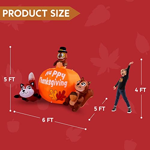 Thanksgiving Inflatable Turkey with Pumpkin and Woodland Friends