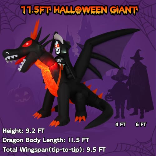 Long Animated Dragon Grim Reaper Halloween Inflatable with Moving Head