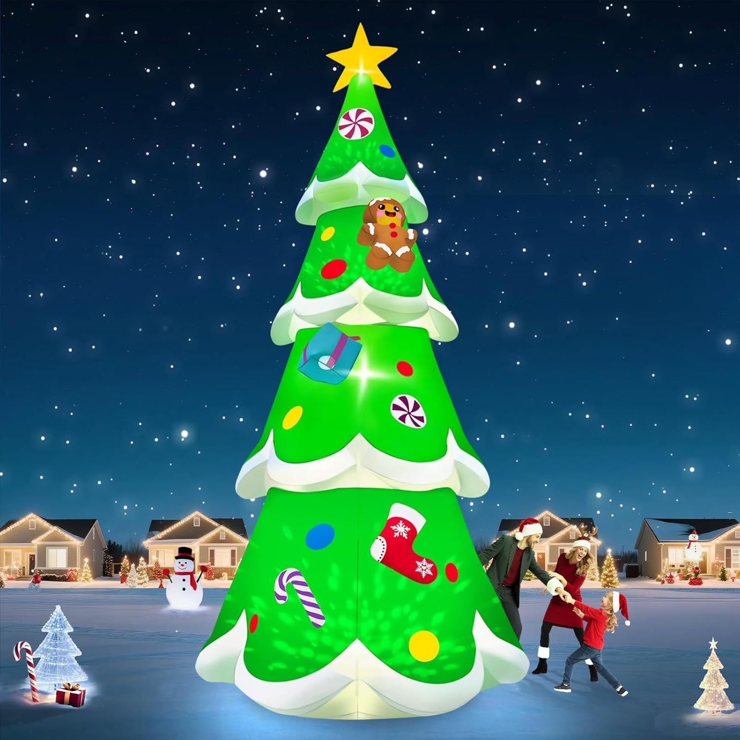 20FT Christmas Tree Inflatable with LED Light,  Giant Christmas Yard Inflatables Outdoor Xmas Blow-Up Outdoor Decoration for Holiday Party Courtyard Lawn Shopping Mall Street