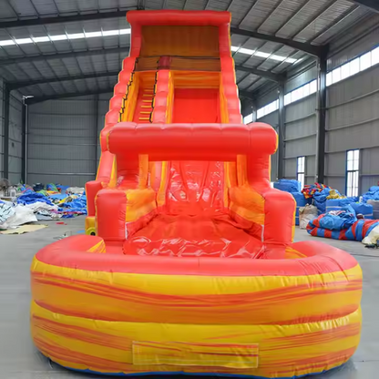 Monster Wave Blue Inflatable Slide with Pool