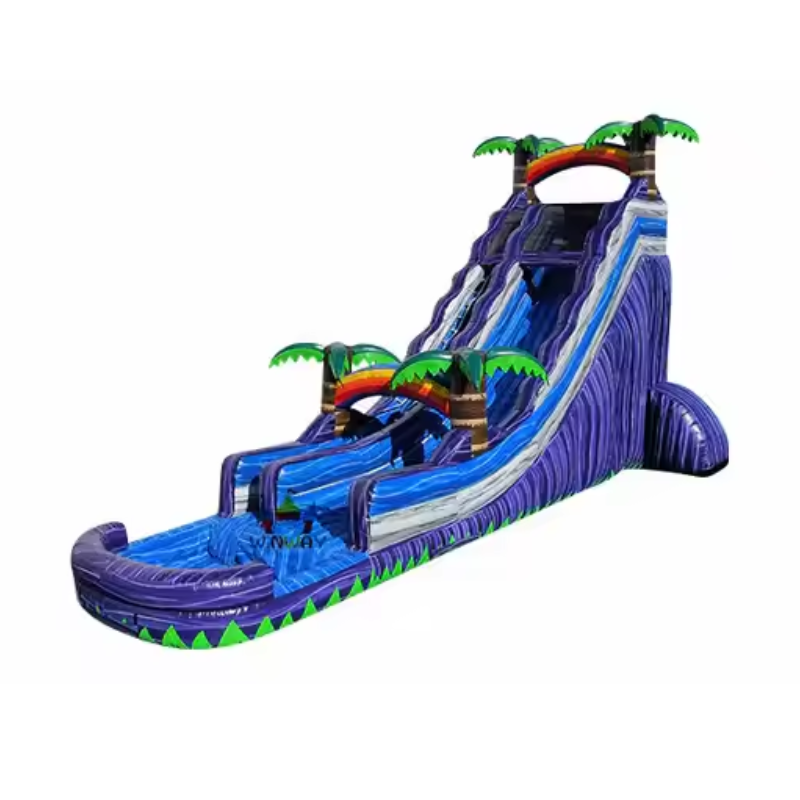 Purple Tropical Inflatable Water Slide