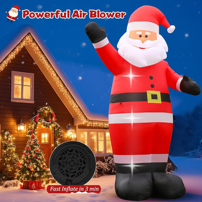 12 FT Giant Christmas Inflatable Santa Claus Outdoor Decoration, Cute Santa Tilting His Head and Waving Hand, Outside Waterproof Xmas Decor for Lawn Yard Patio Garden Holiday Party Porch Home