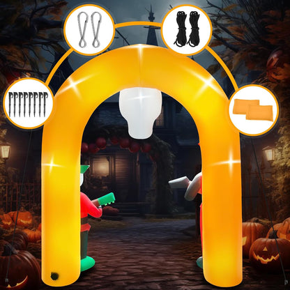 12FT Halloween Inflatables Archway, Day of The Dead Arch Inflatable with Build-in LED Lights Dia De Los Muertos Blow Up Yard Decoration Sugar Skull Halloween Outdoor Decors for Garden Lawn