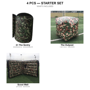 4 pcs Starter Set contents — camo airsoft bunkers