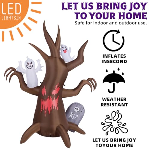 8FT Halloween Inflatable Scary Tree Decorations Blow Up Yard Decor