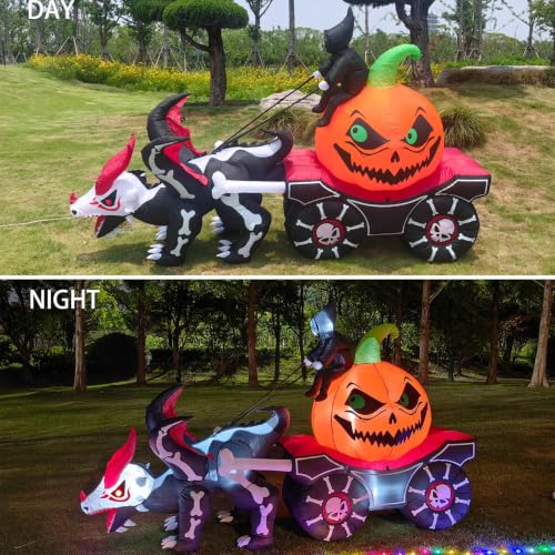 Halloween Inflatable Carriage with Grim Reaper and Skeleton Dragon