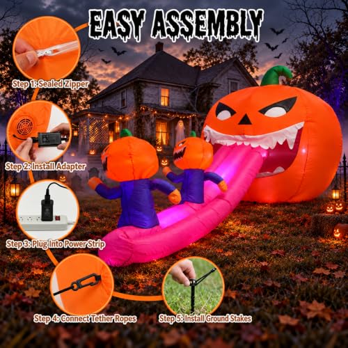 Blow Up Inflatable Giant Pumpkin with Long Tongue and LEDs