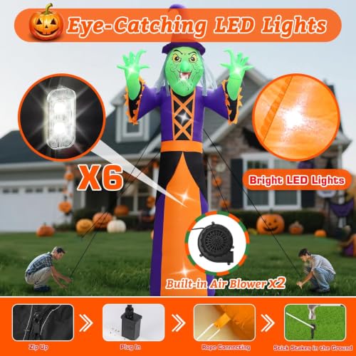 Halloween Inflatable Witch Yard Display for Events