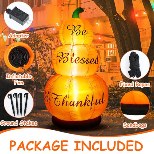 Stacked Pumpkin Inflatable Outdoor Decoration with LED Lights