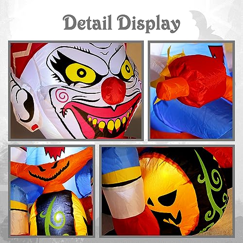 Halloween Inflatable Outdoor Clown Bicycle with LED Lighting
