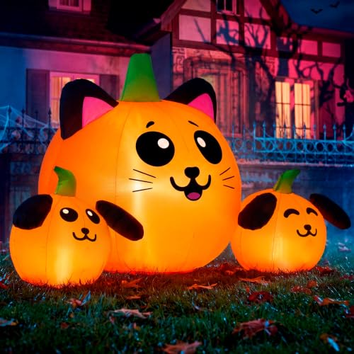 Halloween Inflatable Pumpkin Cat and Dog Decoration