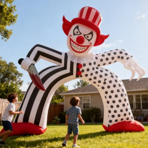 Halloween Inflatable Giant Scary Clown Archway with LED Lights