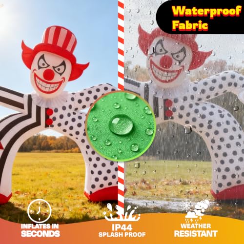 Halloween Inflatable Giant Scary Clown Archway with LED Lights