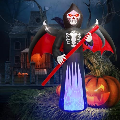Inflatable Ghost Reaper with Scythe for Halloween Event Displays