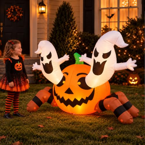 Inflatable Halloween Decoration Outdoor Blow Pumpkin Spider Yard Decor