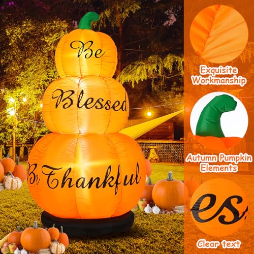 Stacked Pumpkin Inflatable Outdoor Decoration with LED Lights