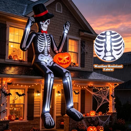 Inflatable Yard Decoration Halloween Inflatables Giant Sitting Skeleton