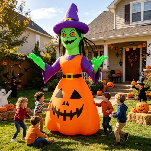 Halloween Inflatable Yard Decor Witch with LED Lights