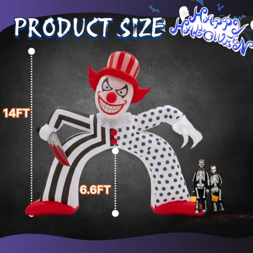 Halloween Inflatable Giant Scary Clown Archway with LED Lights