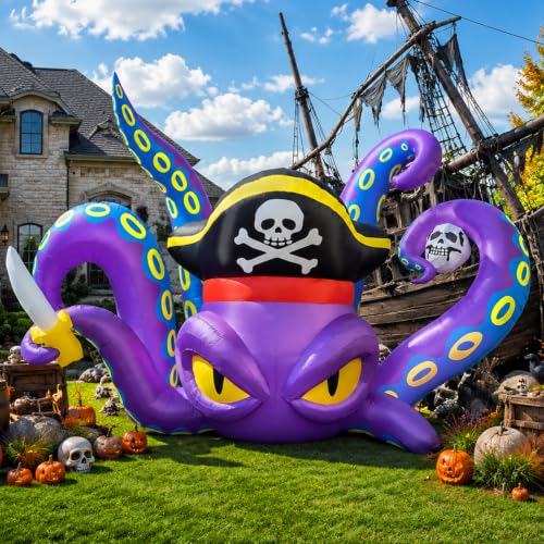 Halloween Inflatable Pirate Octopus and LED Lights