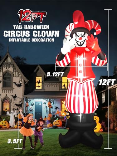 Giant Halloween Inflatable Decoration with Red Scary Clown