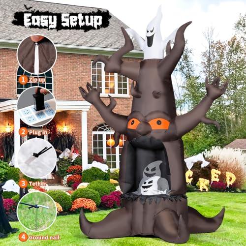 Commercial Halloween Inflatable Dead Tree with Ghost Lighting