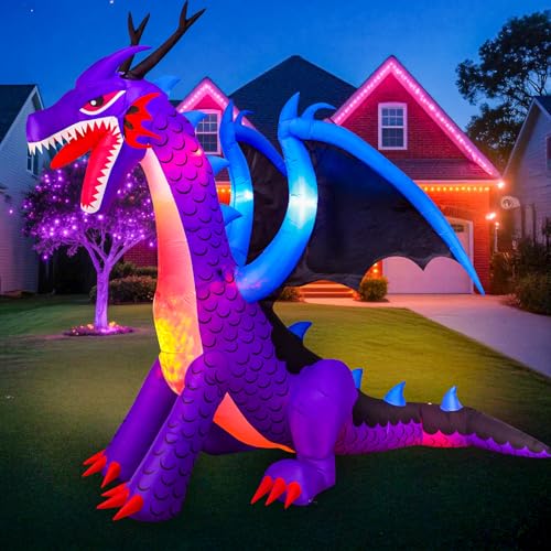 Halloween Inflatable Dragon Decorations with Built-in LED Lights