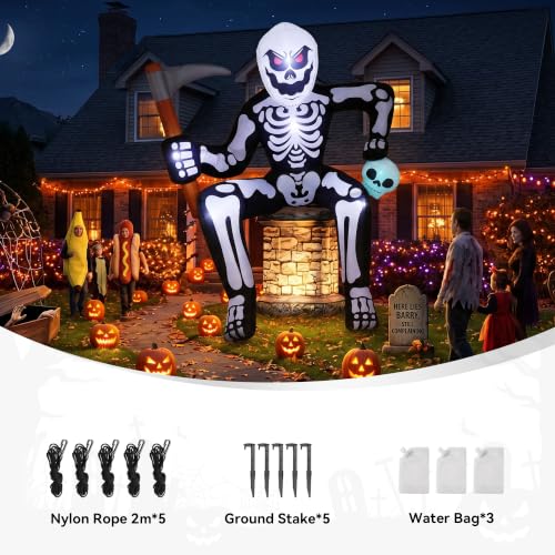 Inflatable Skeleton Halloween Decoration with LED Lights