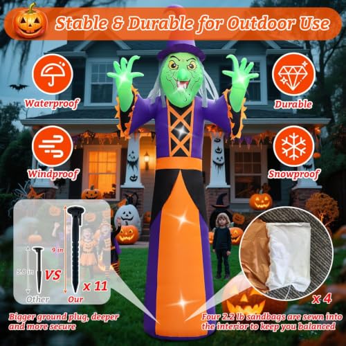 Halloween Inflatable Witch Yard Display for Events