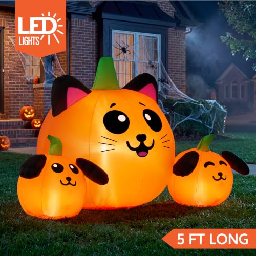Halloween Inflatable Pumpkin Cat and Dog Decoration