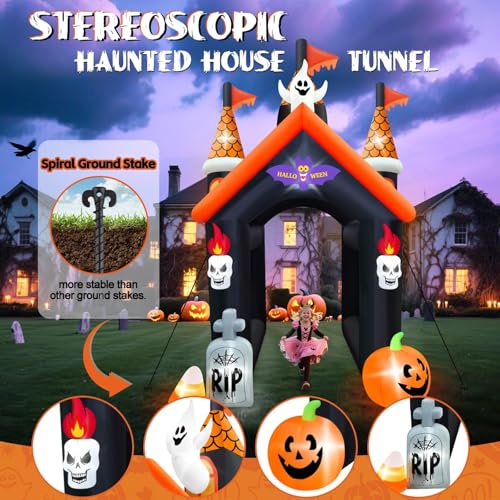 Halloween Inflatable Archway with Haunted House Tunnel