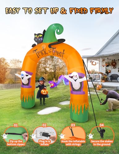 Large Halloween Inflatable Archway Decoration with Black Cat