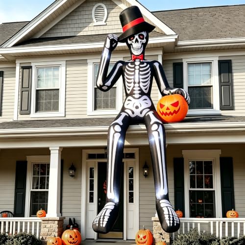 Inflatable Yard Decoration Halloween Inflatables Giant Sitting Skeleton