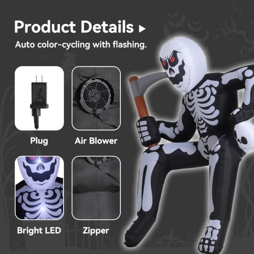 Inflatable Skeleton Halloween Decoration with LED Lights