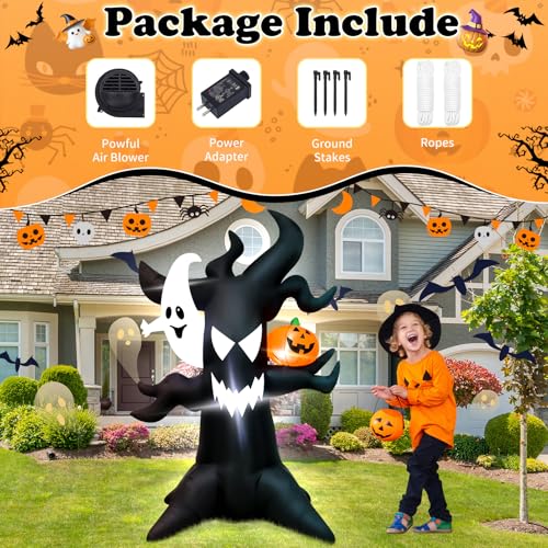 Haunted Tree Inflatable Ghost with LED Pumpkin