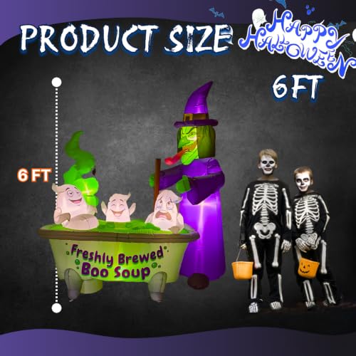 Halloween Inflatable Witch Cauldron with 3 Ghosts