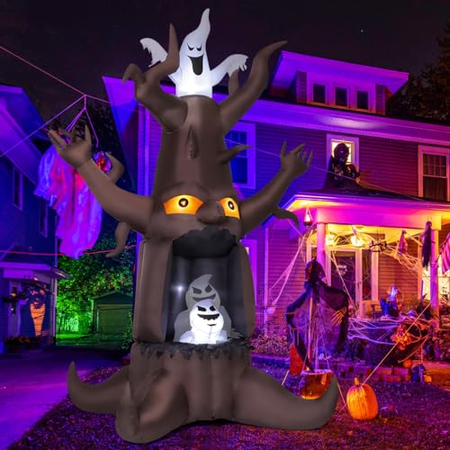 Commercial Halloween Inflatable Dead Tree with Ghost Lighting