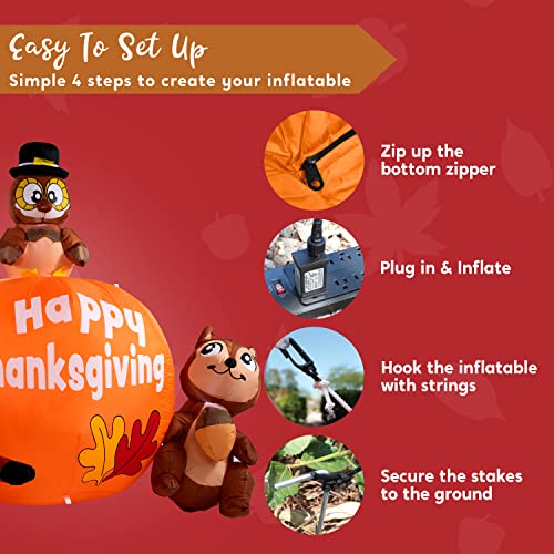 Thanksgiving Inflatable Turkey with Pumpkin and Woodland Friends