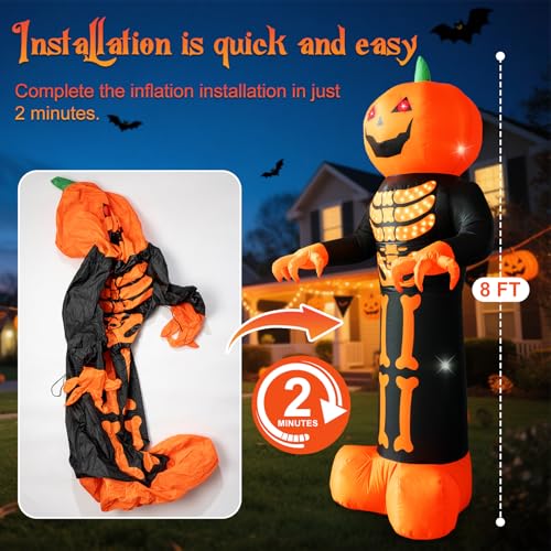 Inflatable Pumpkin Reaper Ghost Halloween Decoration with LED Lightshow
