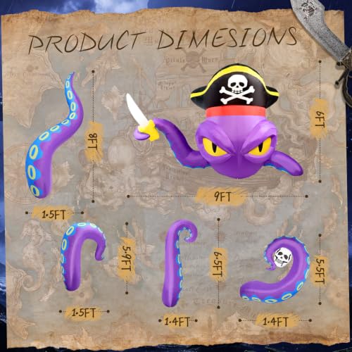 Halloween Inflatable Pirate Octopus and LED Lights