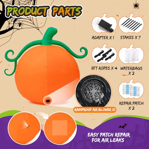 Halloween Inflatable Pumpkin Yard Decoration for Seasonal Events