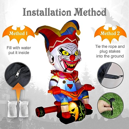 Halloween Inflatable Outdoor Clown Bicycle with LED Lighting