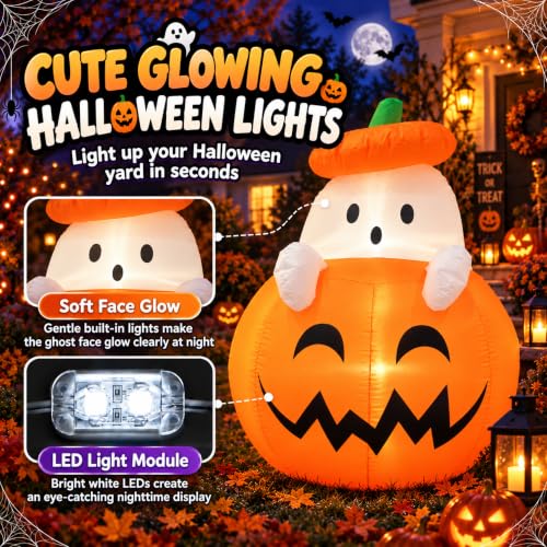 Inflatable Ghost Outdoor Decoration Halloween Scary Blow Up Yard Décor
