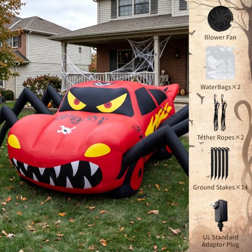 Inflatable Spider Race Car Super Giant Red Halloween Decoration
