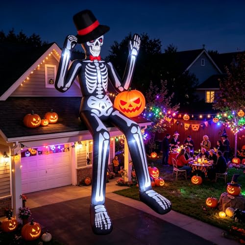 Inflatable Yard Decoration Halloween Inflatables Giant Sitting Skeleton