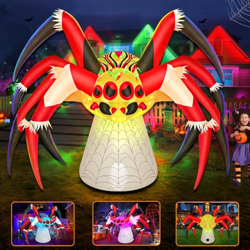 Halloween Inflatables Spider Decoration with Colorful LED Lights