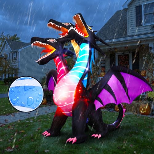 Halloween Inflatables Dragon with Three Heads and LED Lighting