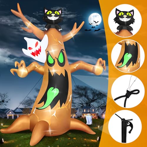 Outdoor Halloween Inflatable Ghost Tree Display with LEDs