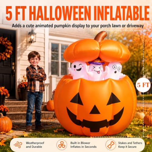 Halloween Inflatables Animated Pumpkin Ghost Outdoor Decorations