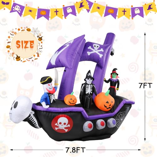 Halloween Inflatable Pirate Ship Outdoor Decor with LED Light